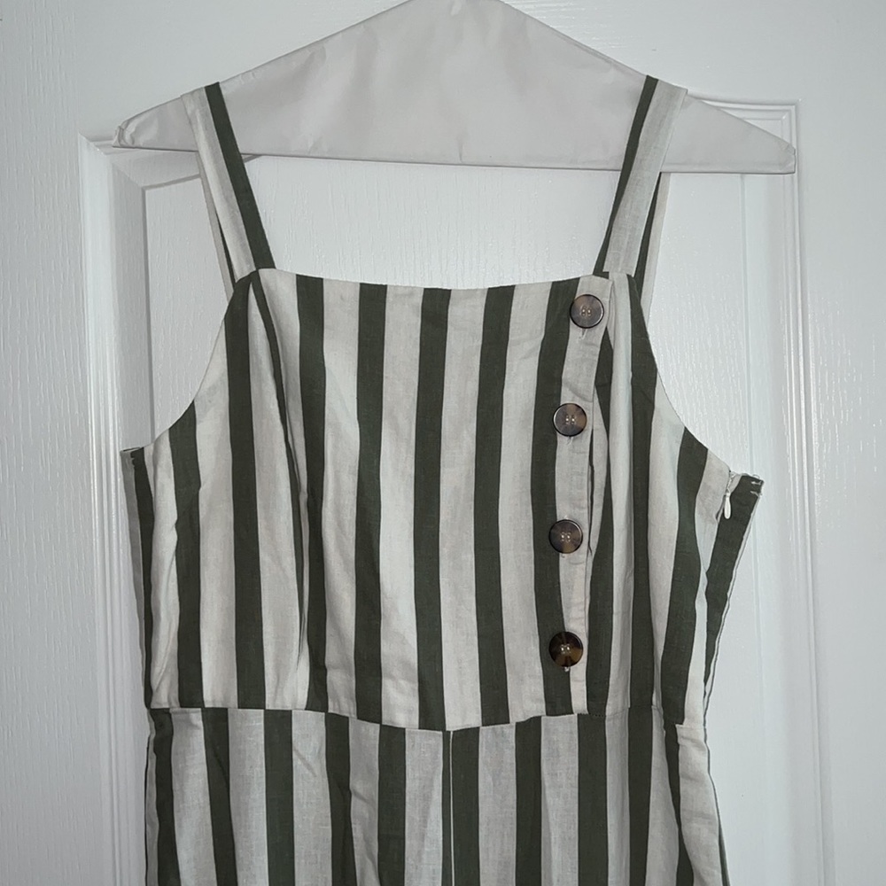 Green Striped Jumpsuit